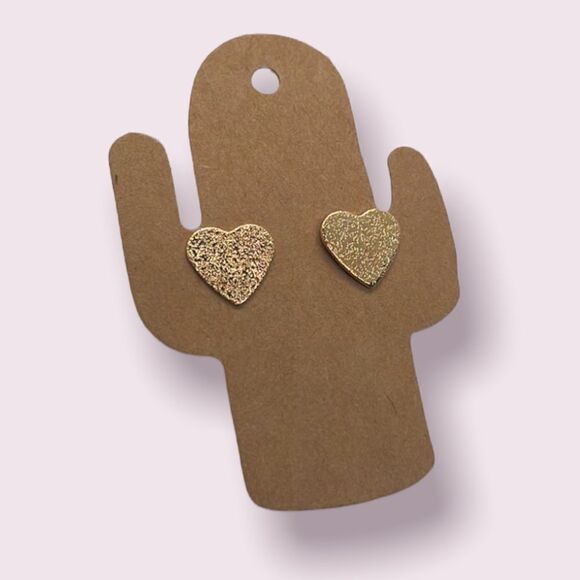 Gold Heart Studs Post Earrings - Picture 1 of 5